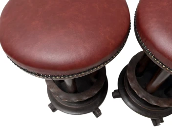 Six Art Deco Amsterdamse School Stools with Leather Tops, 1920s